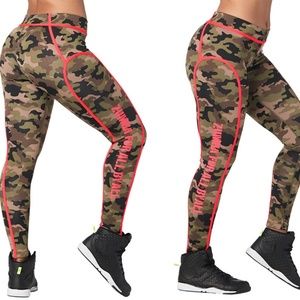 Zumba Z Army Piped Ankle Leggings Size XL